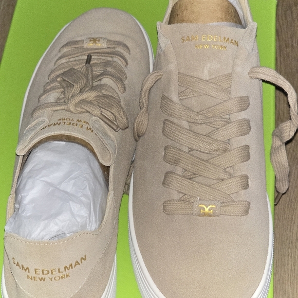 Sam Edelman Shoes - Sam Edelman Pippy Taupe Suede Platform Sneakers – 7.5M – NIB